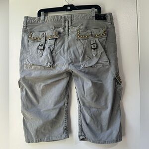 Robin Jeans Men 38 Gray Coated Cargo Style Industrial Jeans Short
